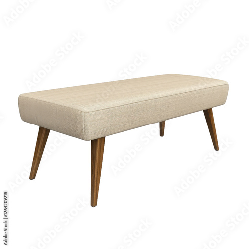 Elegant Beige Upholstered Bench with Wooden Legs for Modern Interiors