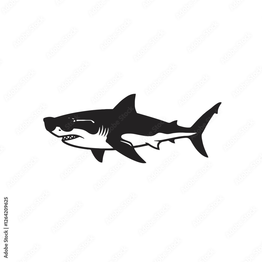 Obraz premium Stylish Shark Wearing Sunglasses on a Minimalist White Background