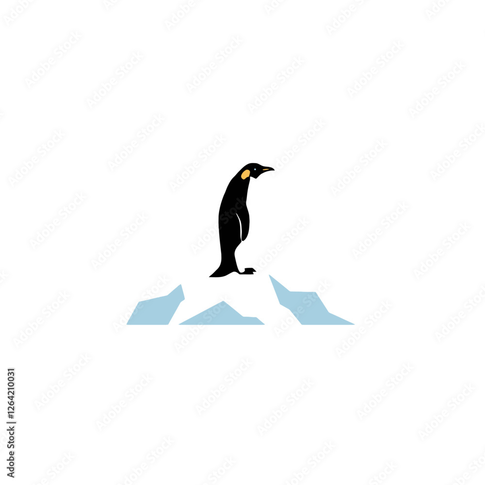 Obraz premium Penguin Standing on Iceberg in Arctic Illustration Symbolizing Cold Environment