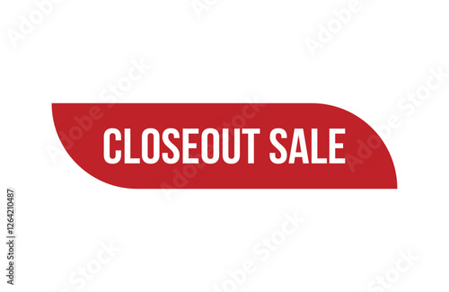 Red banner closeout sale isolated on white background.