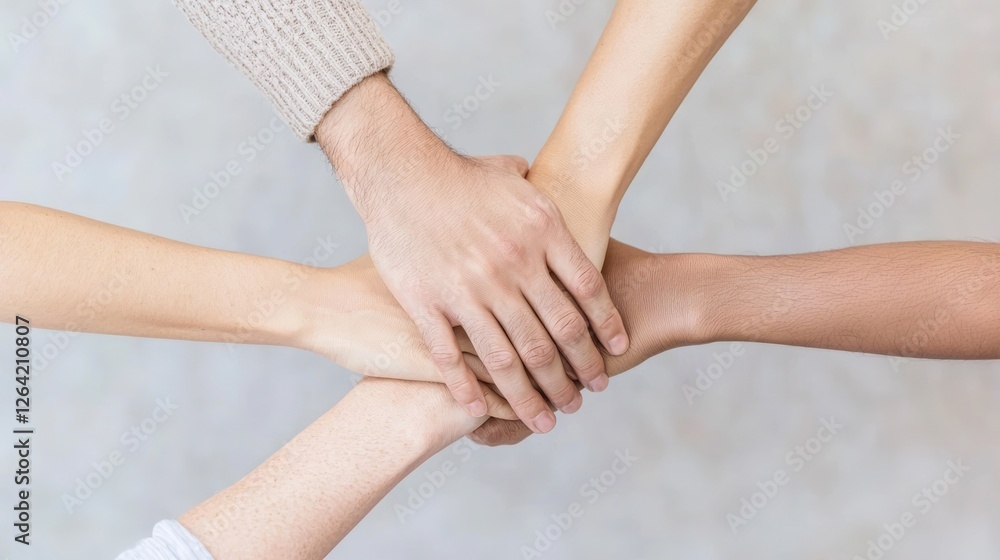 Hands Joined Together in Unity and Cooperation on Neutral Background Hands Joined Together in Unity and Cooperation on Neutral Background