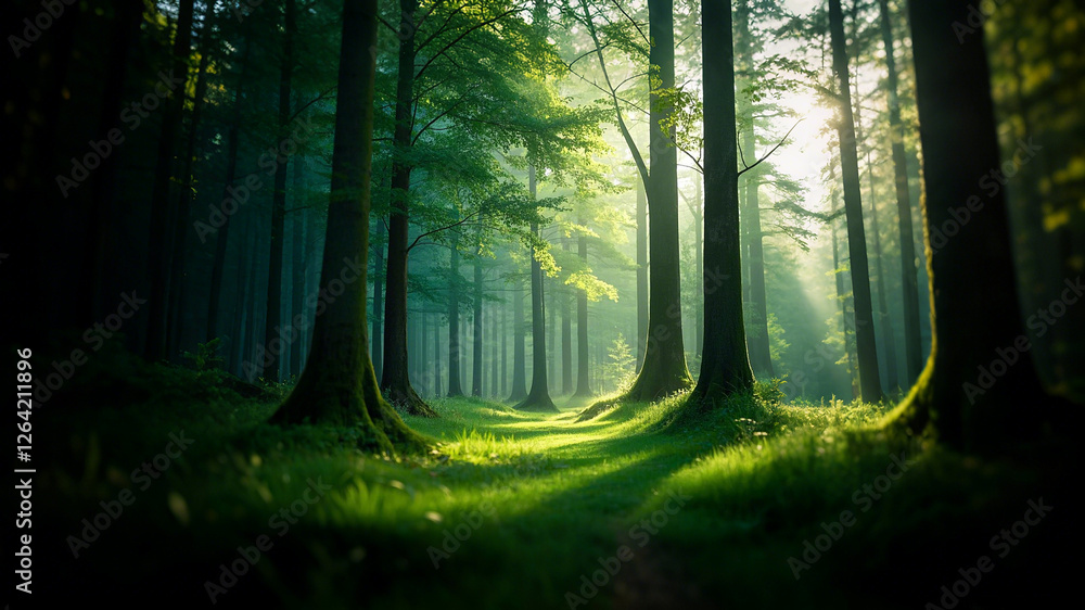 Naklejka premium sunlight in the forest