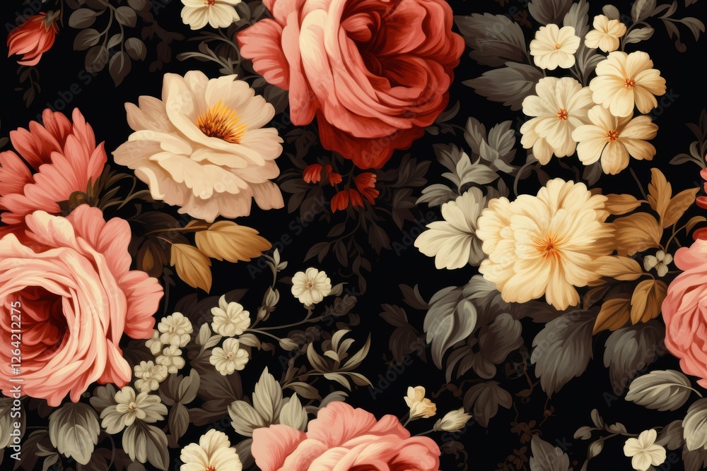 Seamless floral pattern dark red rose background made up Vintage dark Seamless floral pattern dark red rose background made up Vintage dark