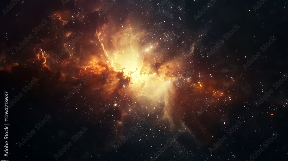 Naklejka premium Vast Cosmic Nebula with Brilliant Colors in Deep Space Background for Astronomy Enthusiasts