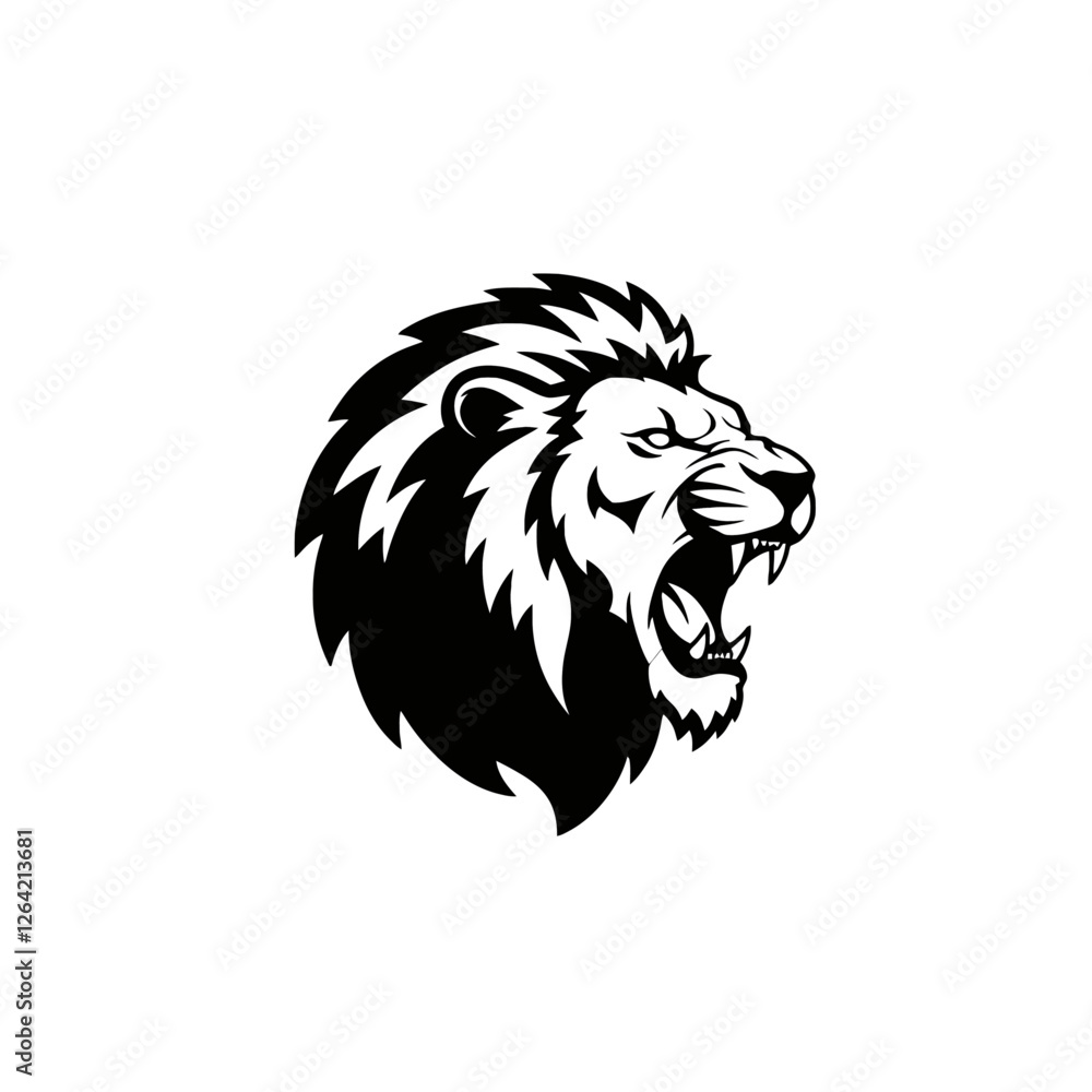 Fototapeta premium Bold Roaring Lion Illustration for Strength and Leadership Concepts