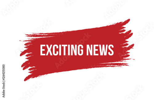 Brush style exciting news red banner design isolated on white background.