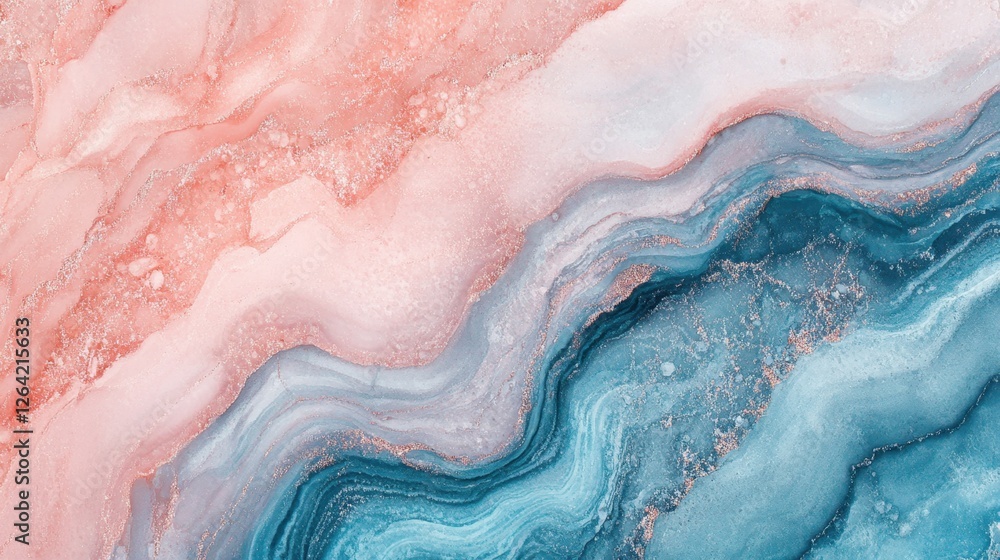 Obraz premium Ethereal Watercolor Blend - Abstract Creativity and Soft Aesthetics in Pink, Blue, and Rose Quartz