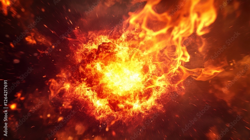 Fiery Explosion of Intensity and Power - Dynamic Visual Representation of Raw Energy Fiery Explosion of Intensity and Power - Dynamic Visual Representation of Raw Energy