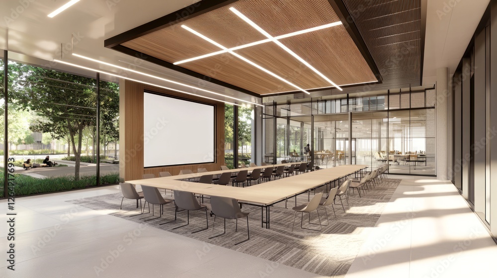 Fototapeta premium Modern Conference Room with Natural Light and Minimalist Design