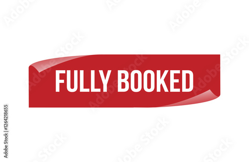 Red banner fully booked isolated on white background.