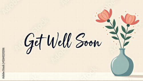 Get Well Soon Card with Flower Vase