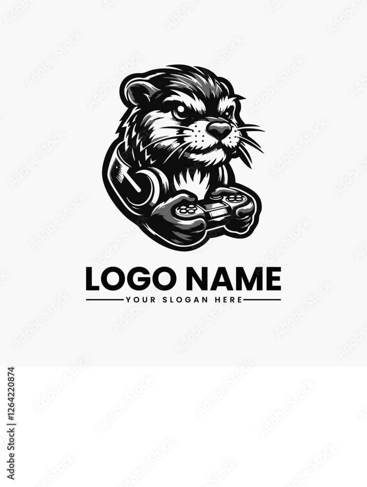 Otter Gaming Mascot Cool Esports Vector Logo Playful Animal Gamer Illustration Otter Gaming Mascot Cool Esports Vector Logo Playful Animal Gamer Illustration