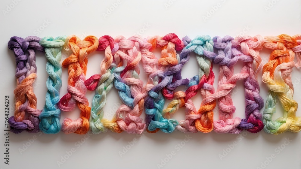 Fototapeta premium Knitted Crochet Numbers Set on White Background