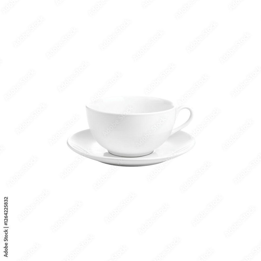 White coffee cup with saucer isolated on white background White coffee cup with saucer isolated on white background