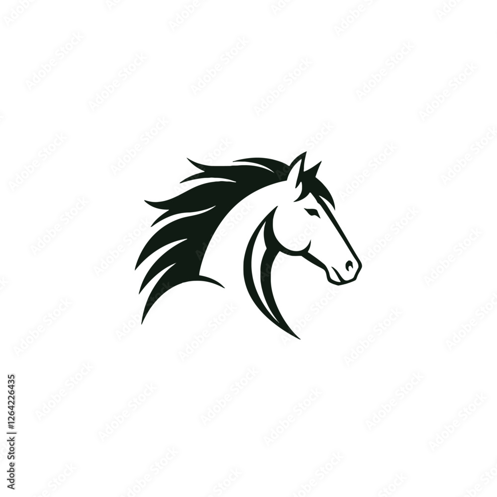 Minimalist Outline Illustration of a Horse Head in Profile View Minimalist Outline Illustration of a Horse Head in Profile View