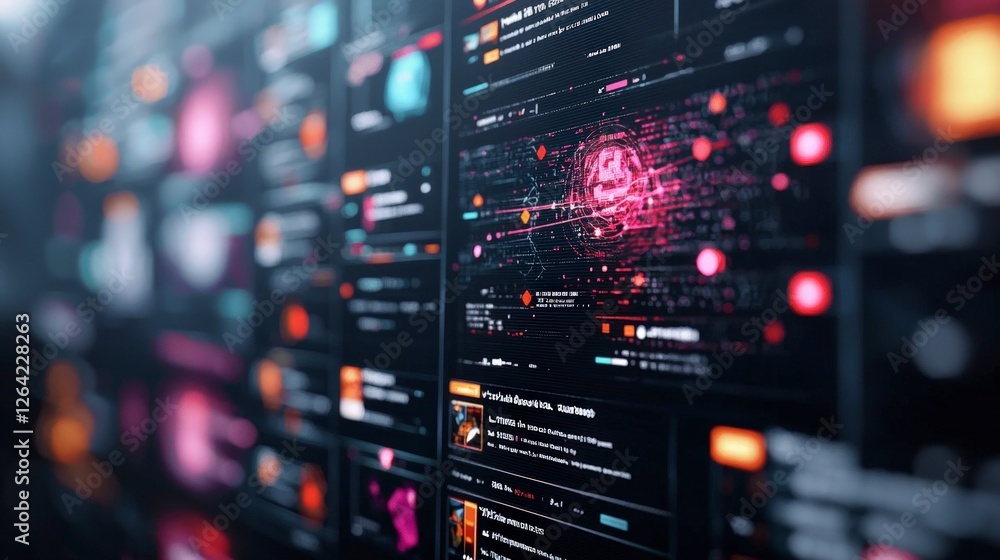 Futuristic AI Newsfeed Interface Digital Data Streams Technology Innovation Futuristic AI Newsfeed Interface Digital Data Streams Technology Innovation