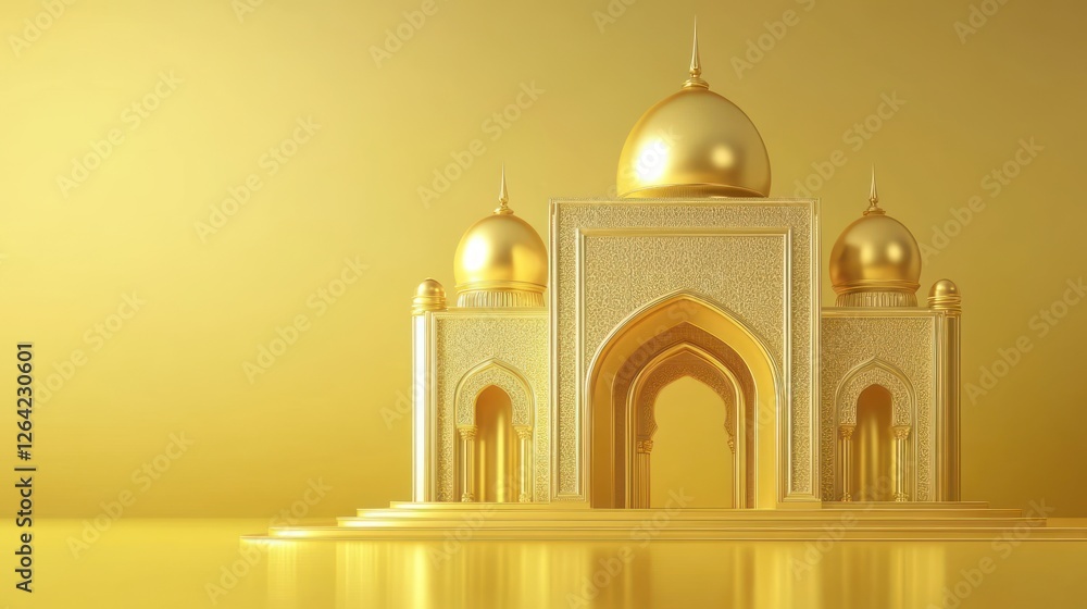 Golden Mosque Architectural Model Render Golden Mosque Architectural Model Render
