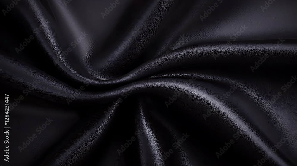Close-up of smooth black fabric showcasing elegant draping and texture, ideal for fashion design Close-up of smooth black fabric showcasing elegant draping and texture, ideal for fashion design