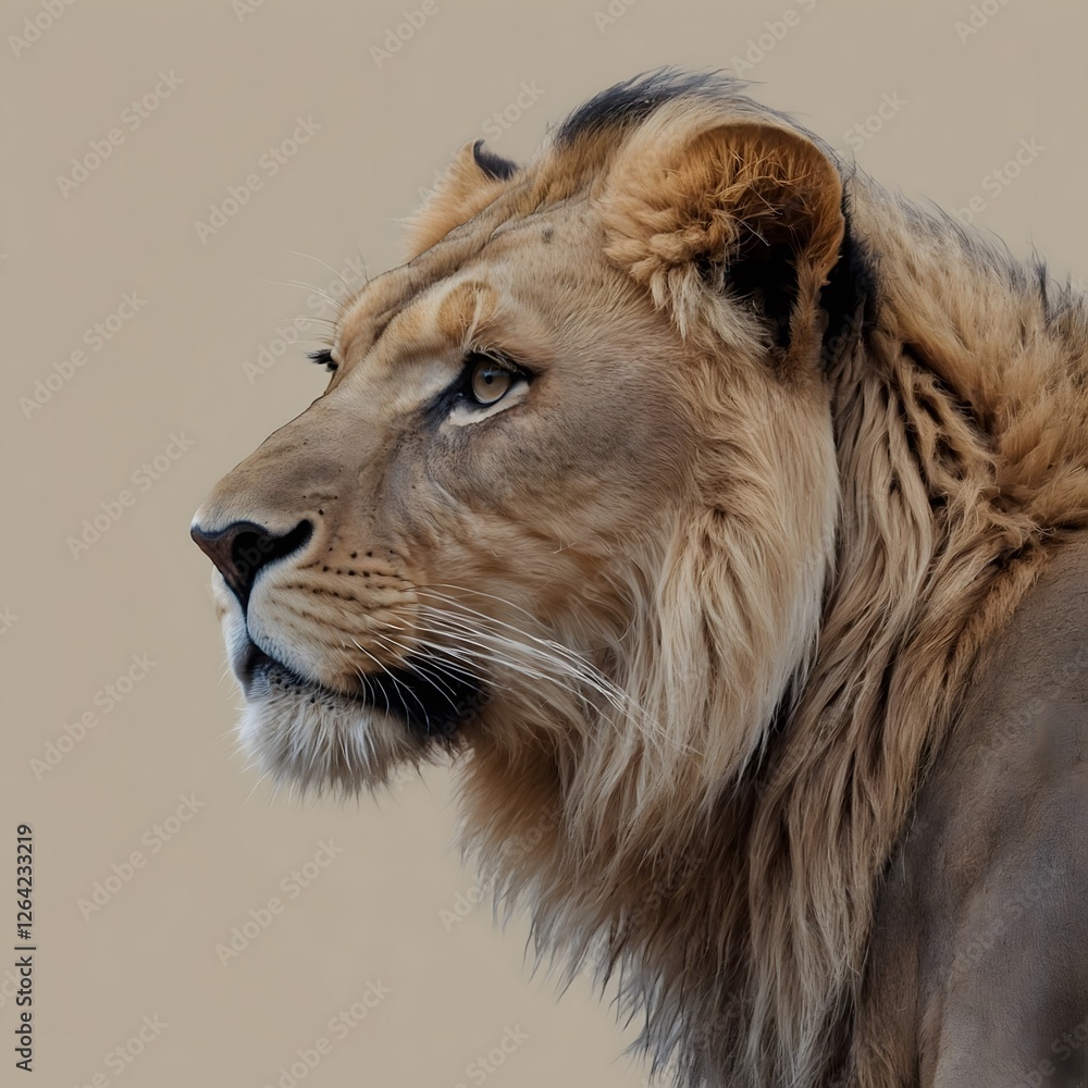 Minimalist Panthera leo Vereshchagini in a Dusty Desert Palette Minimalist Panthera leo Vereshchagini in a Dusty Desert Palette