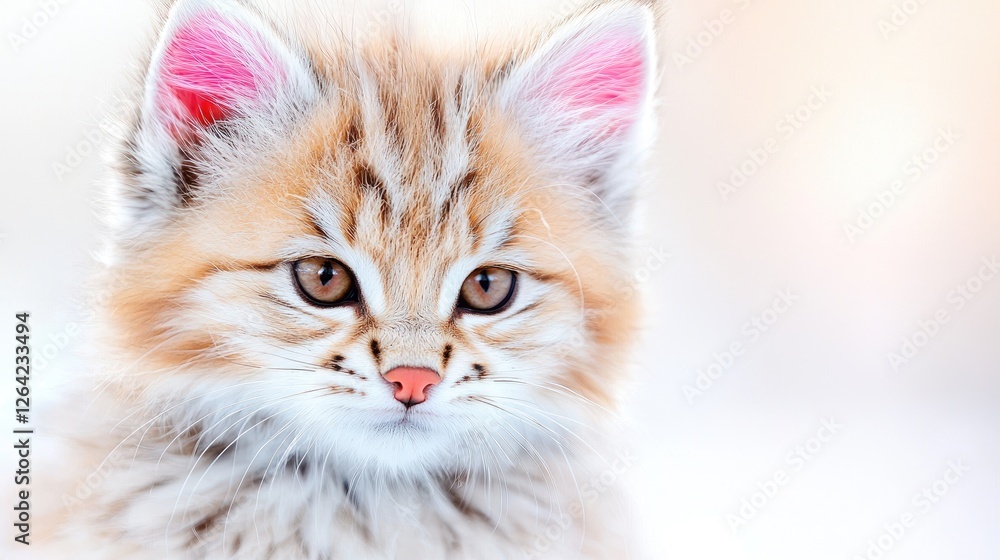 Cute kitten, winter background, playful gaze, pet adoption Cute kitten, winter background, playful gaze, pet adoption