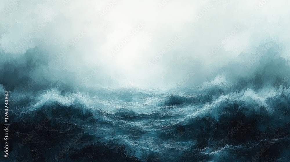 Dramatic ocean waves crashing under a cloudy sky, creating a moody seascape atmosphere Dramatic ocean waves crashing under a cloudy sky, creating a moody seascape atmosphere