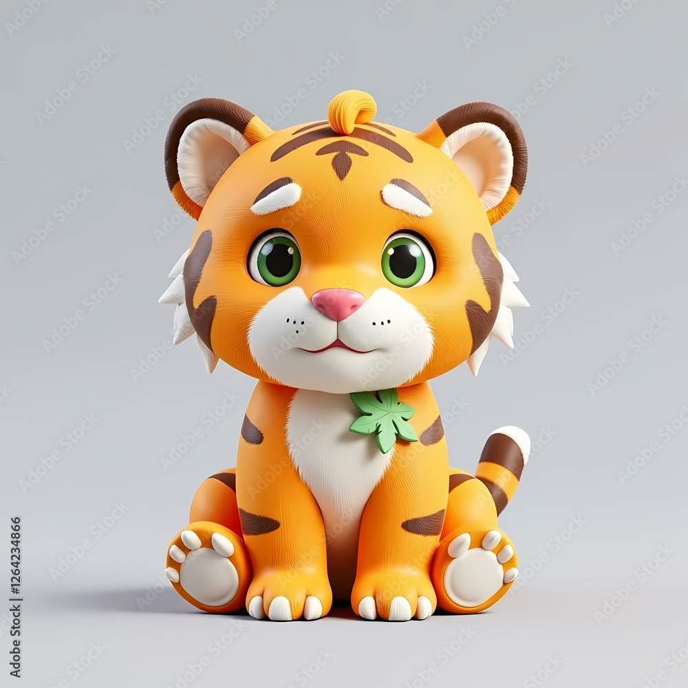 Naklejka premium A digital rendering of an anthropomorphic tiger cub.