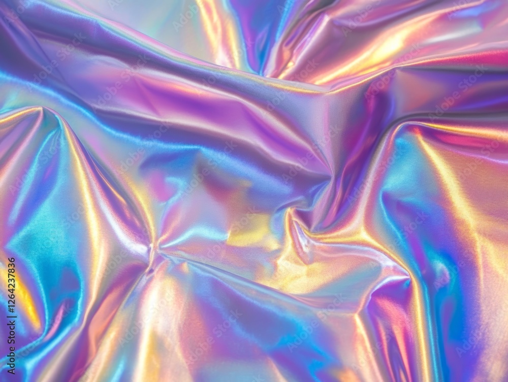 Obraz premium Holographic chrome gradient waves abstract background - ai