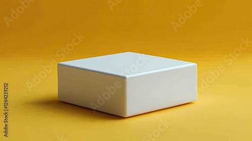 Minimalist white box on a vibrant yellow background, emphasizing simplicity and elegance