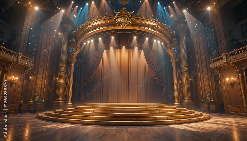 Obraz premium Classic Theater Stage with Rich Red Curtains and Beautiful Lighting for a Dramatic and Artistic Performance Atmosphere