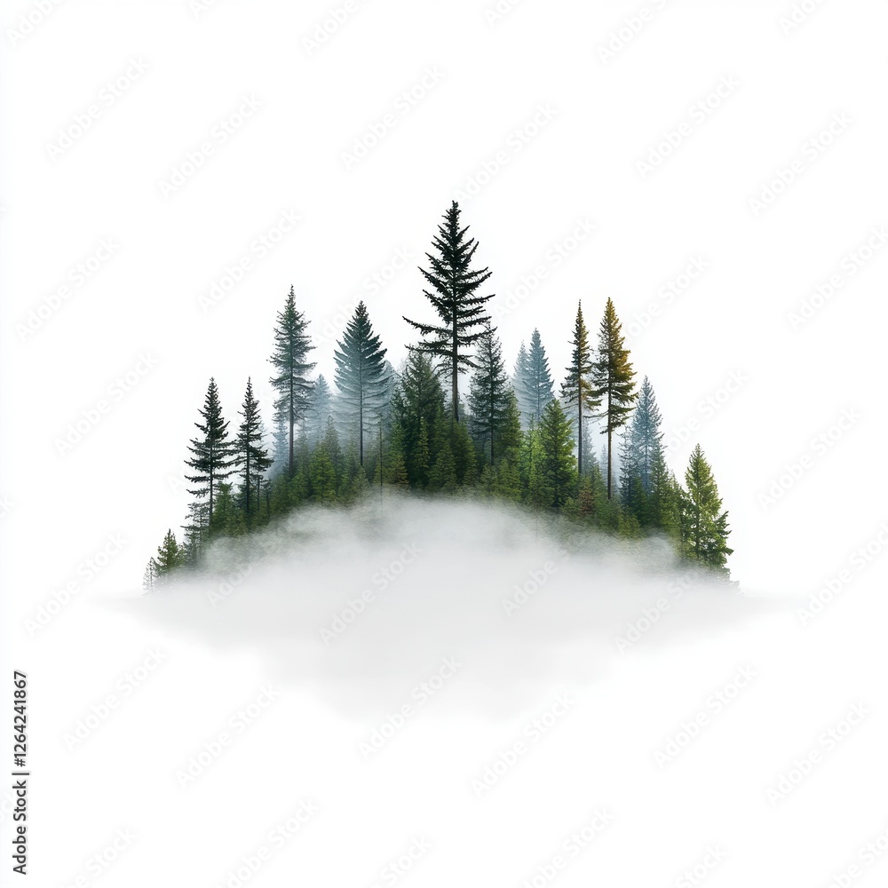 Obraz premium Misty Forest Atop a Cloud: Ethereal Nature Scene