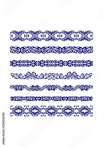Kazakh ornaments in the form of a border, strips