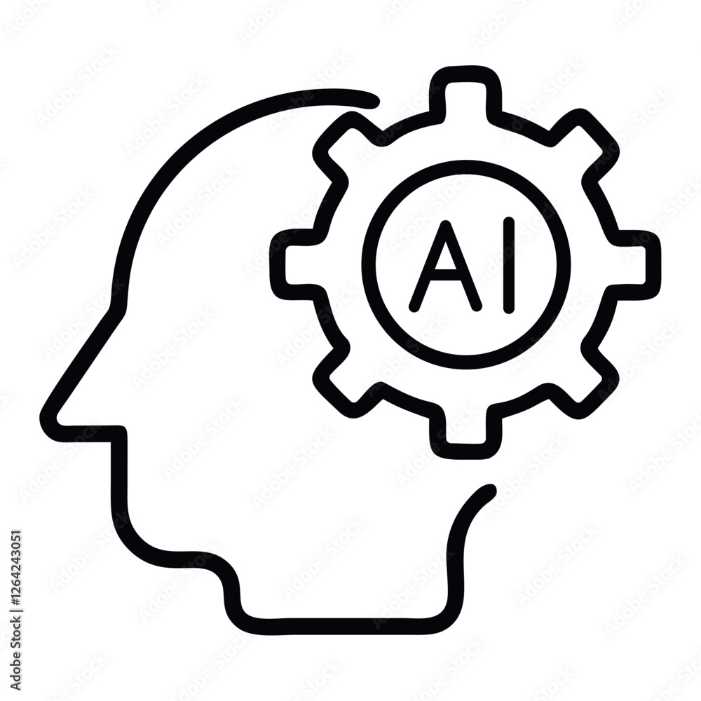 AI integrated with Human brain illustration AI integrated with Human brain illustration
