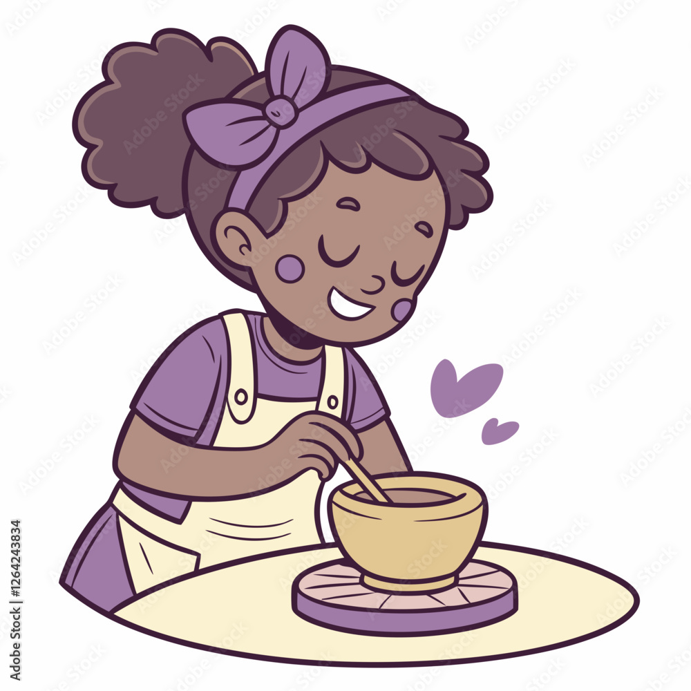 Joyful Girl Potter: A Whimsical Clay Creation Joyful Girl Potter: A Whimsical Clay Creation