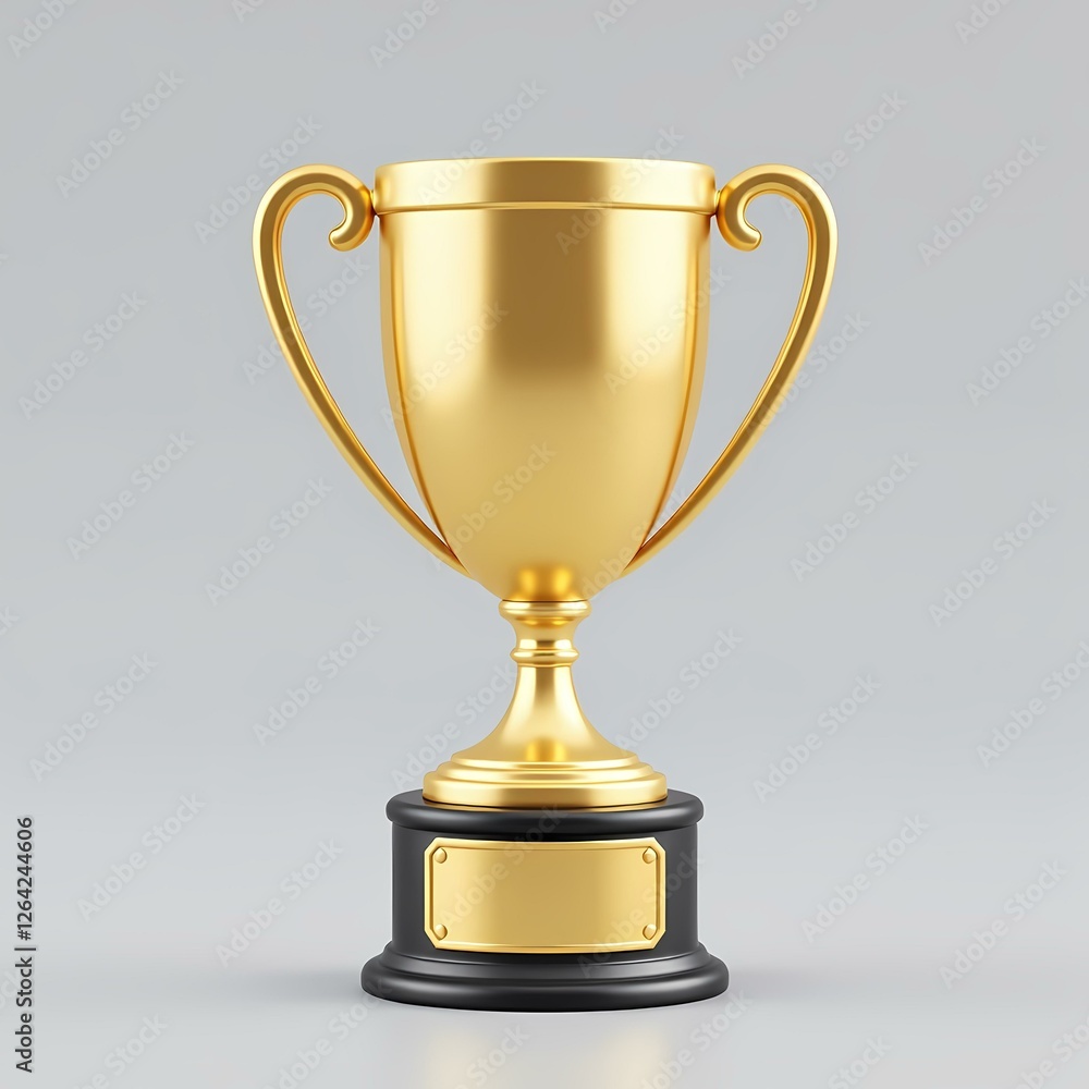 A gold trophy with a black base. A gold trophy with a black base.