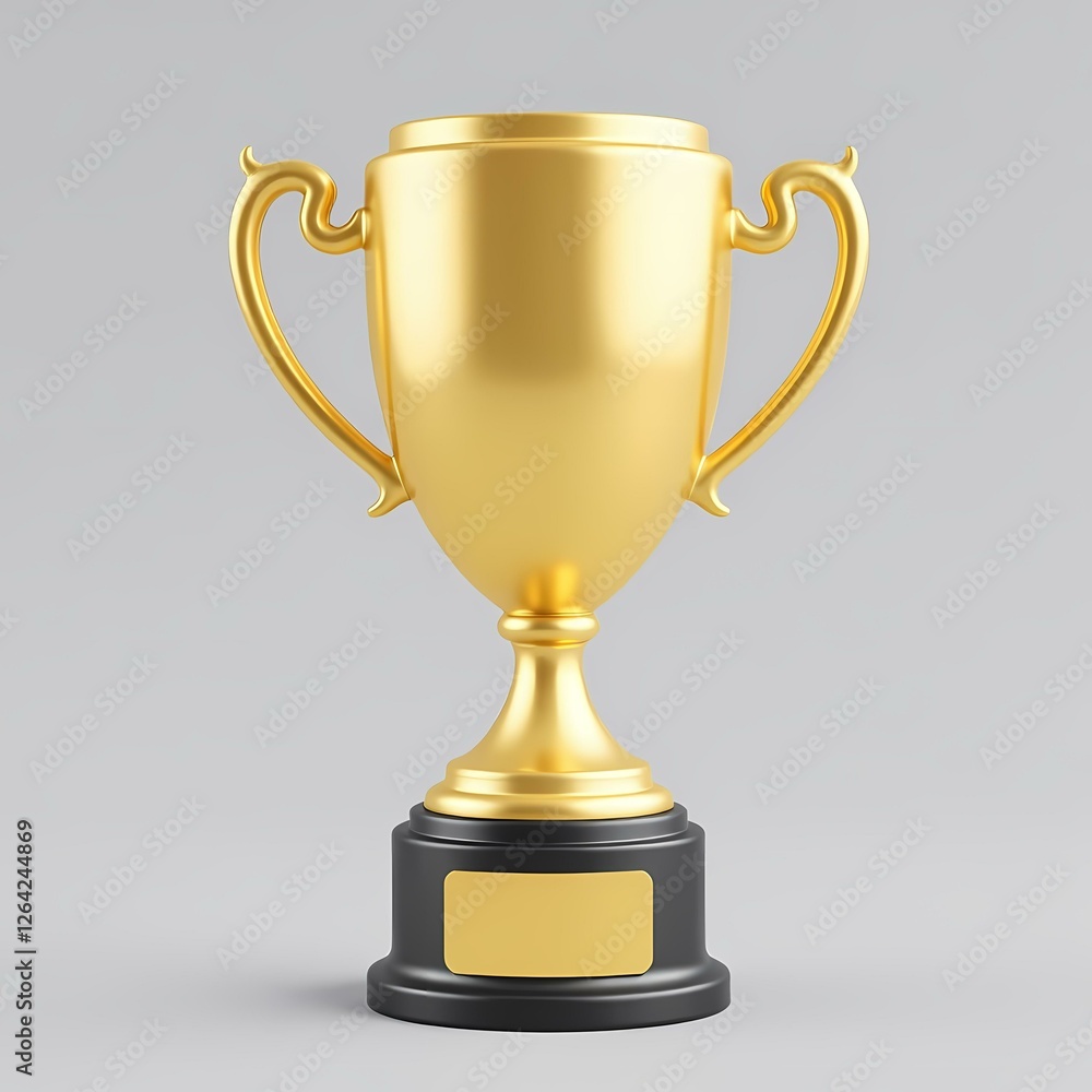 A golden cup on top of a black pedestal. A golden cup on top of a black pedestal.