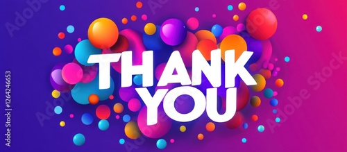 Colorful Thank You digital banner with abstract background