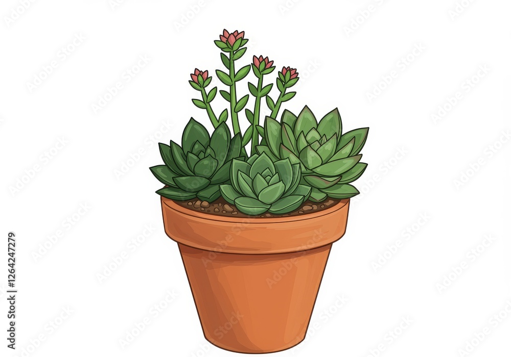 Simple succulent arrangement in a terracotta pot, featuring a variety of green and colorful plants. Perfect for home or office decor. Isolated on transparent background Generated with AI Simple succulent arrangement in a terracotta pot, featuring a variety of green and colorful plants. Perfect for home or office decor. Isolated on transparent background Generated with AI