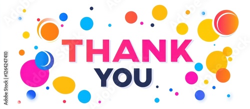 Colorful Thank You banner; digital design, confetti background, web use
