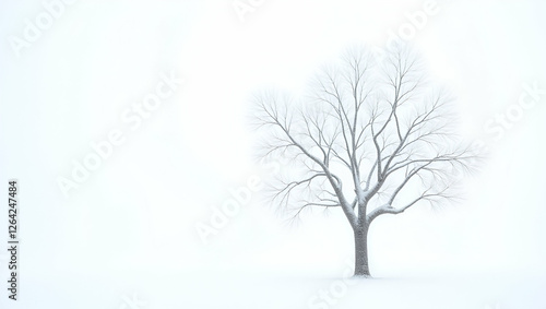 A Serene and Isolated Winter Landscape Featuring a Soft Blanket of Snow – Tranquil and Peaceful Nature Scene