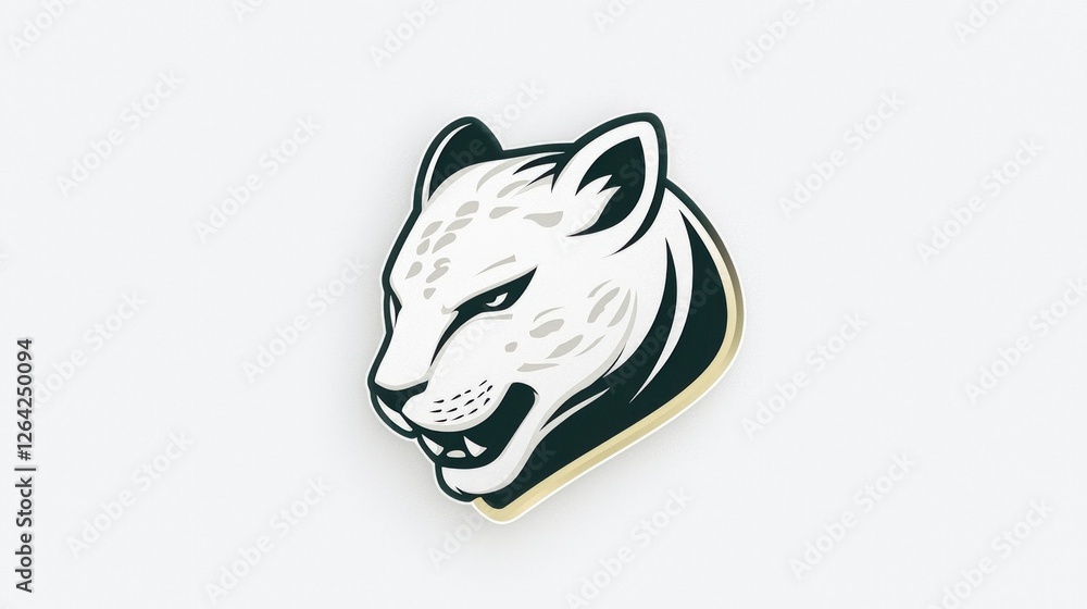Fototapeta premium Sleek Cartoon Leopard Head Badge Logo Icon Design