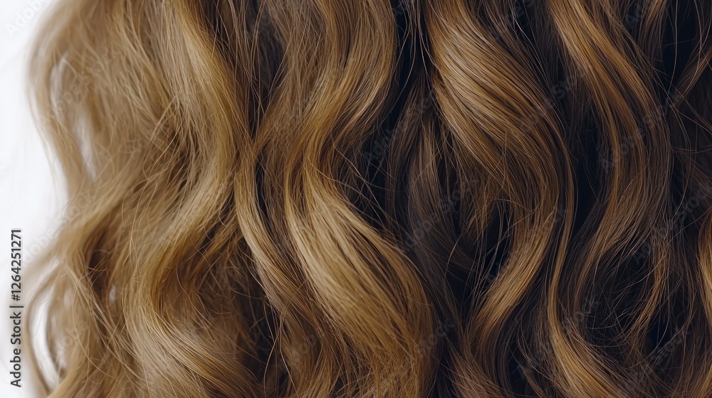 Naklejka premium Luxurious Brown Curly Hair Texture Close up Background