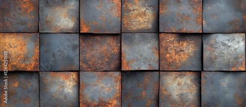 Rusted Metal Square Tiles Background photo