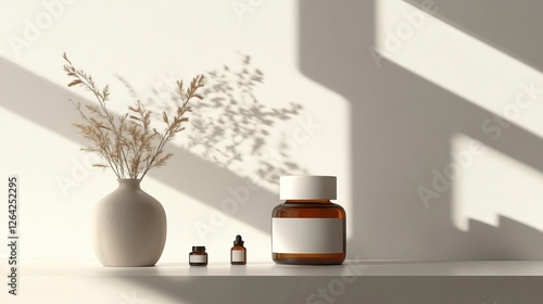 Wallpaper Mural Serene Display of Natural Wellness Bottles with Decor Torontodigital.ca