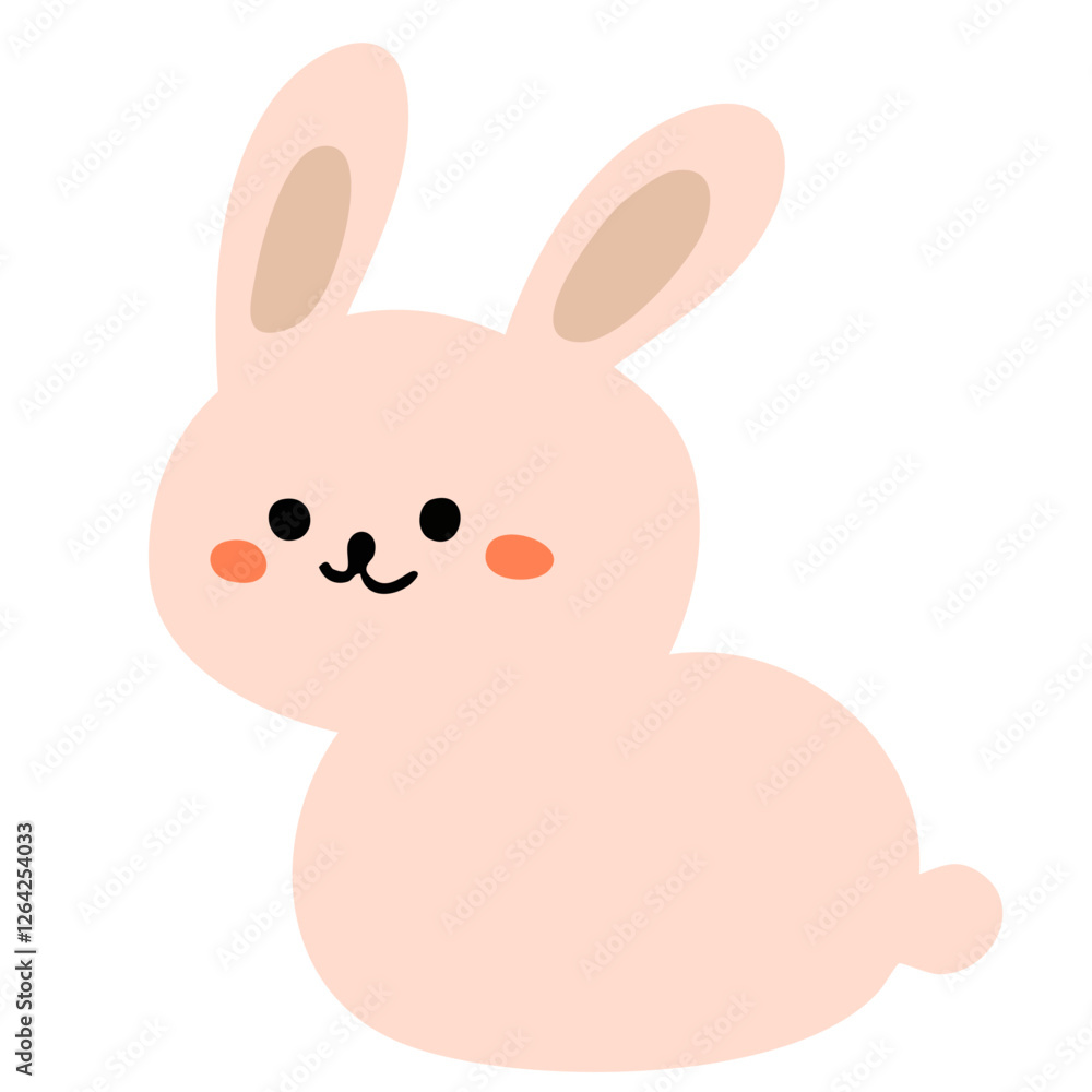 横向きのかわいいウサギ（線なし）