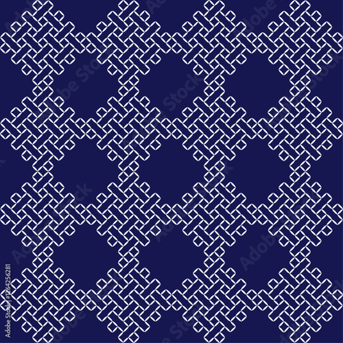 stitch Japanese Sashiko pattern embroidery abstract seamless geometric ornaments white stitch line artwork indigo blue background fashion design template decoration hand drawn printed needlework quilt