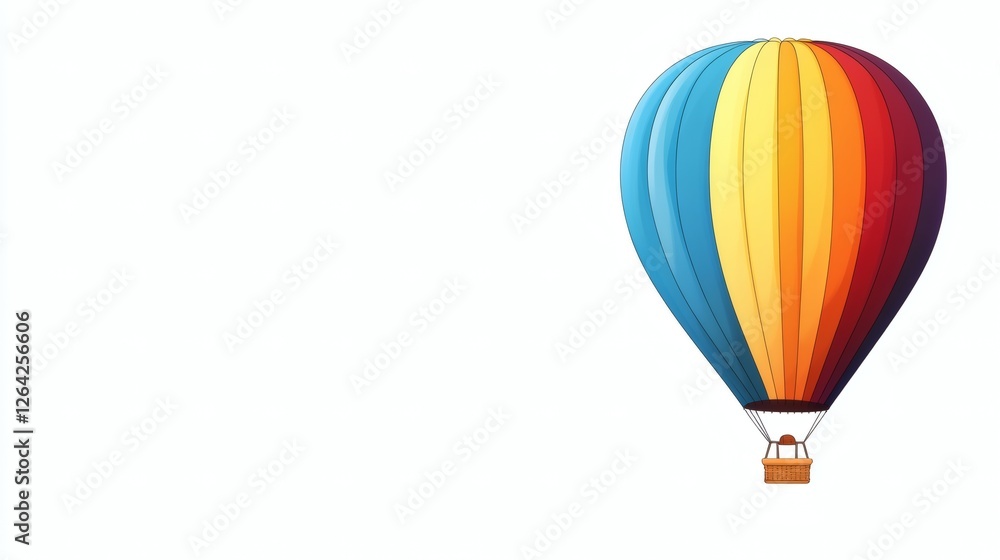 Naklejka premium Colorful Hot Air Balloon Flying Against a Clear Sky Background