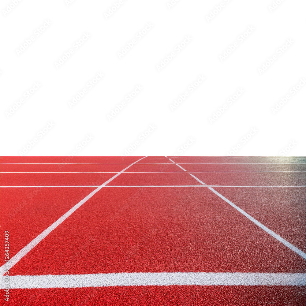 Fototapeta premium Empty Track and Field Running Surface with White Lane Markings