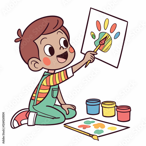 Joyful Young Artist Painting Vibrant Artwork