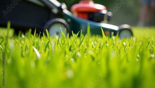 Wallpaper Mural Close-up of grass with lawnmower blurred background. Torontodigital.ca