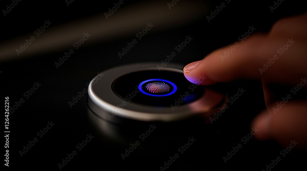 Fingerprint Sensor Biometric Scan Security Technology Digital Access Illuminated Butto Fingerprint Sensor Biometric Scan Security Technology Digital Access Illuminated Butto